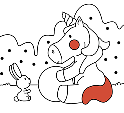 Coloring pages for kids and toddlers: Unicorn with ball