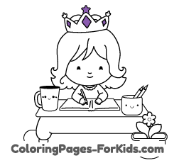 Online Princess drawings to paint for toddlers and young kids: Princess writing