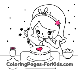 Free Christmas drawings for young kids and online coloring pages to paint: Princess cooking
