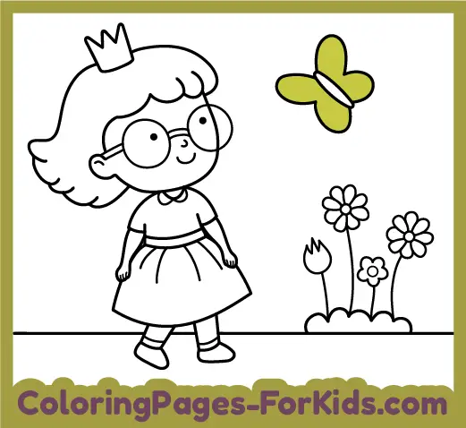 Online coloring pages and free animal drawings to paint for kids and babies: Princess with glasses