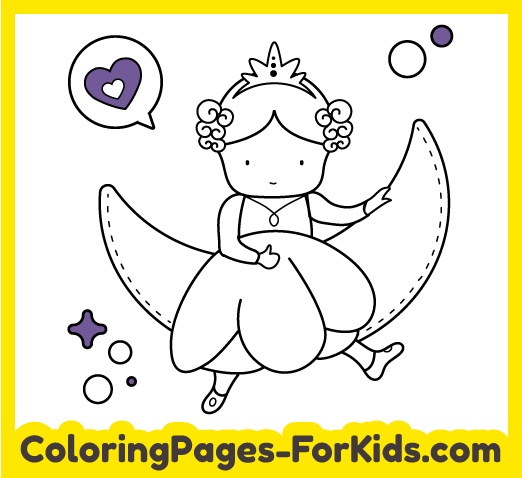 Online princess on the moon coloring pages