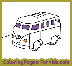 Online and printable transport drawings to color. Coloring pages for children: VW Bus