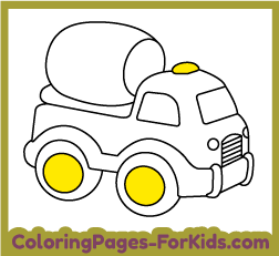Printable drawings to color. Transport coloring pages online for children: Mixer Truck