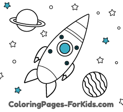 Online transport coloring pages for young kids and toddlers: Rocket