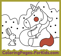 Online drawings to print and color. Free coloring pages for kids: Unicorn with ball