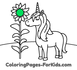 Free unicorn drawings to paint for young chikdren and online coloring pages for toddlers: Sunflower