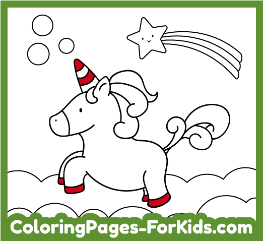 Printable coloring pages: Jumping Unicorn