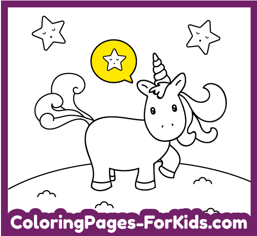 Coloring drawings for kids: Kawaii Unicorn