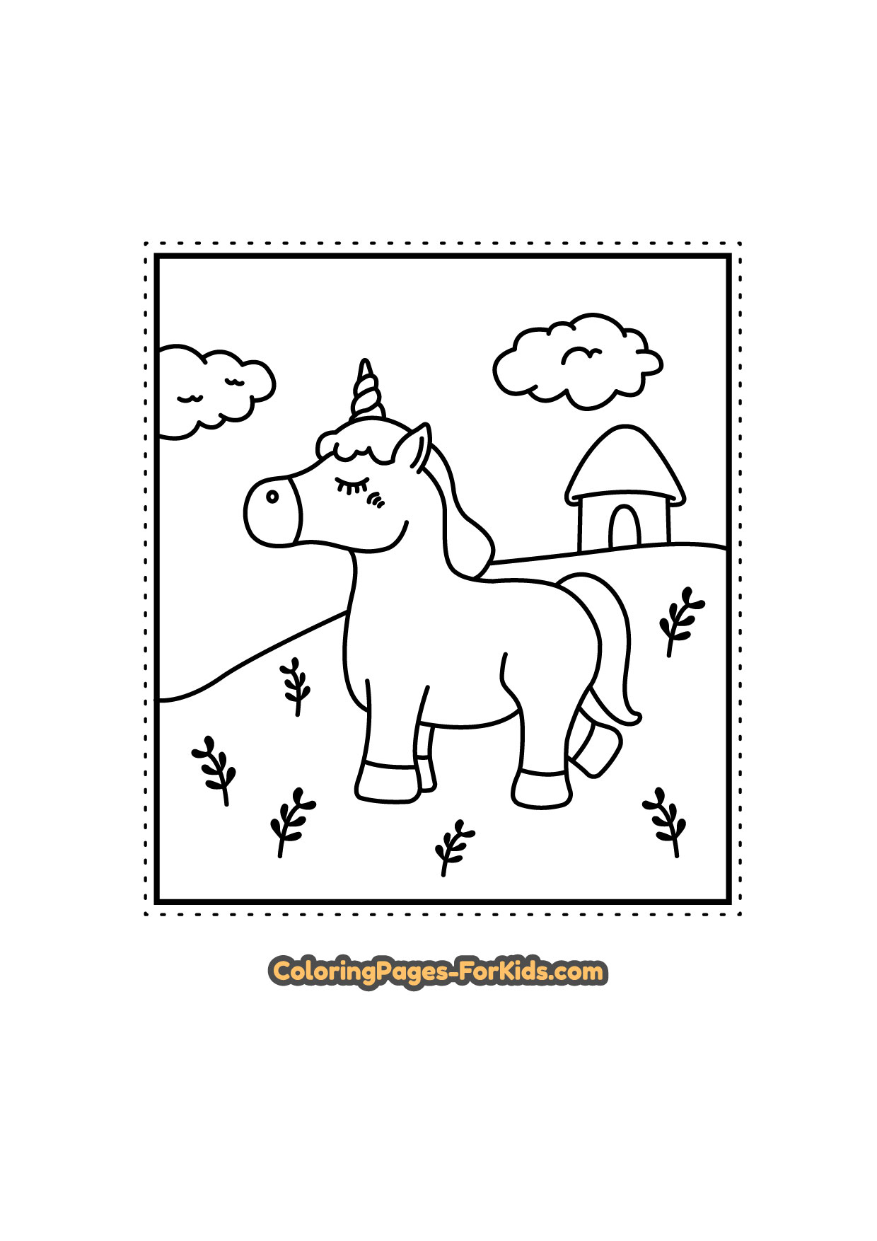 Coloring Pages for Kids * Unicorn's house