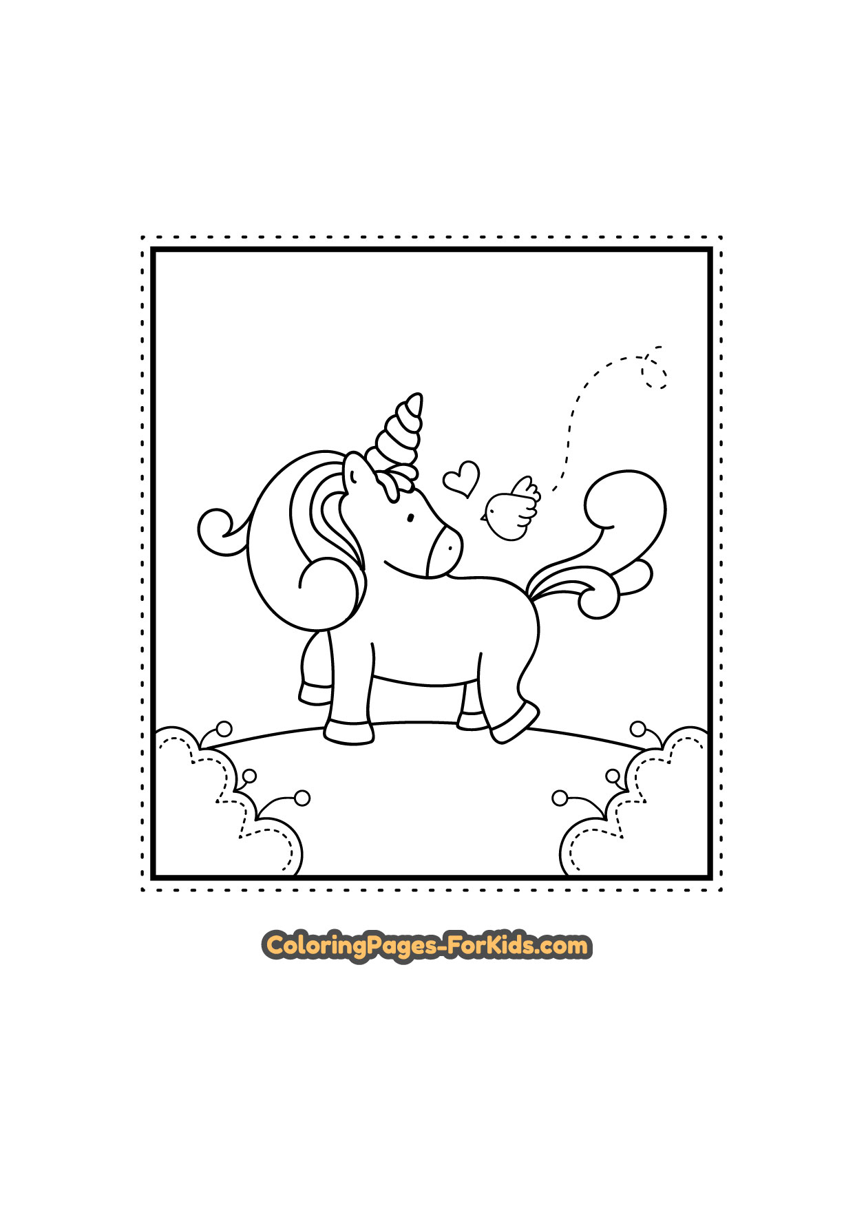 Free coloring pages for children: Unicorn